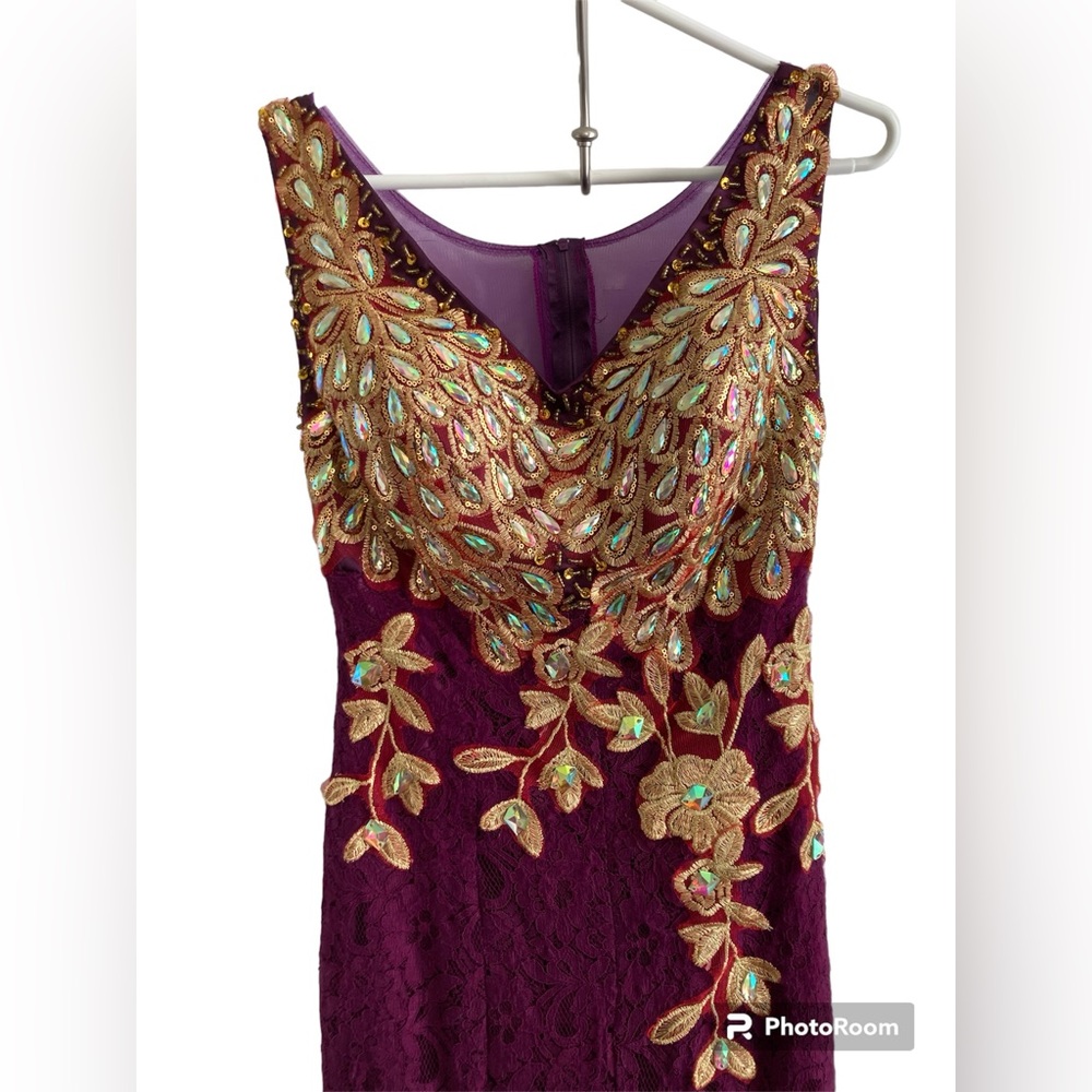 Peacock Sequin Long Purple Dress XS Size